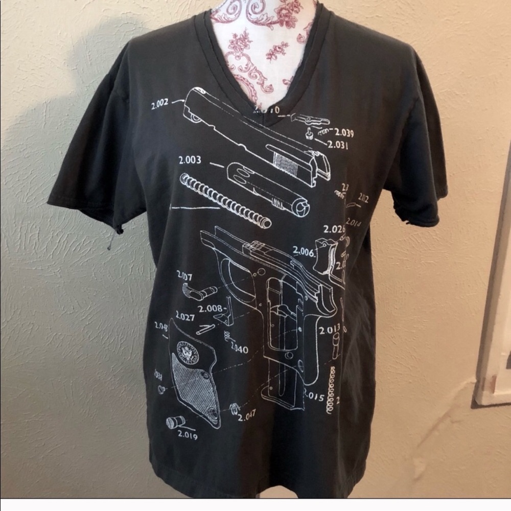 POLLUTION Distressed V-Neck Tee